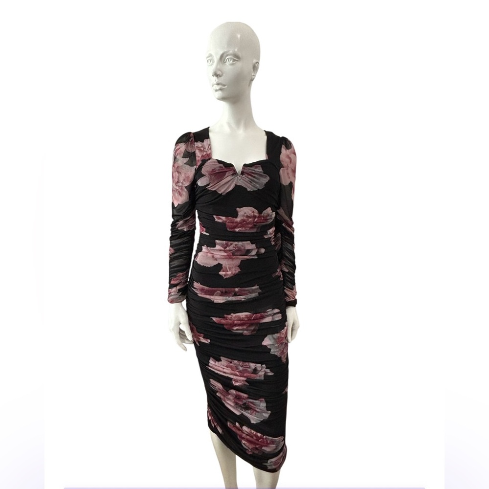 Le Chateau Floral Mesh Bodycon Dress - Picture 2 of 11